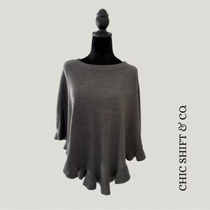 Karen Scott Gray Poncho Sweater